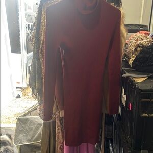 Elegant Red Turtleneck Dress